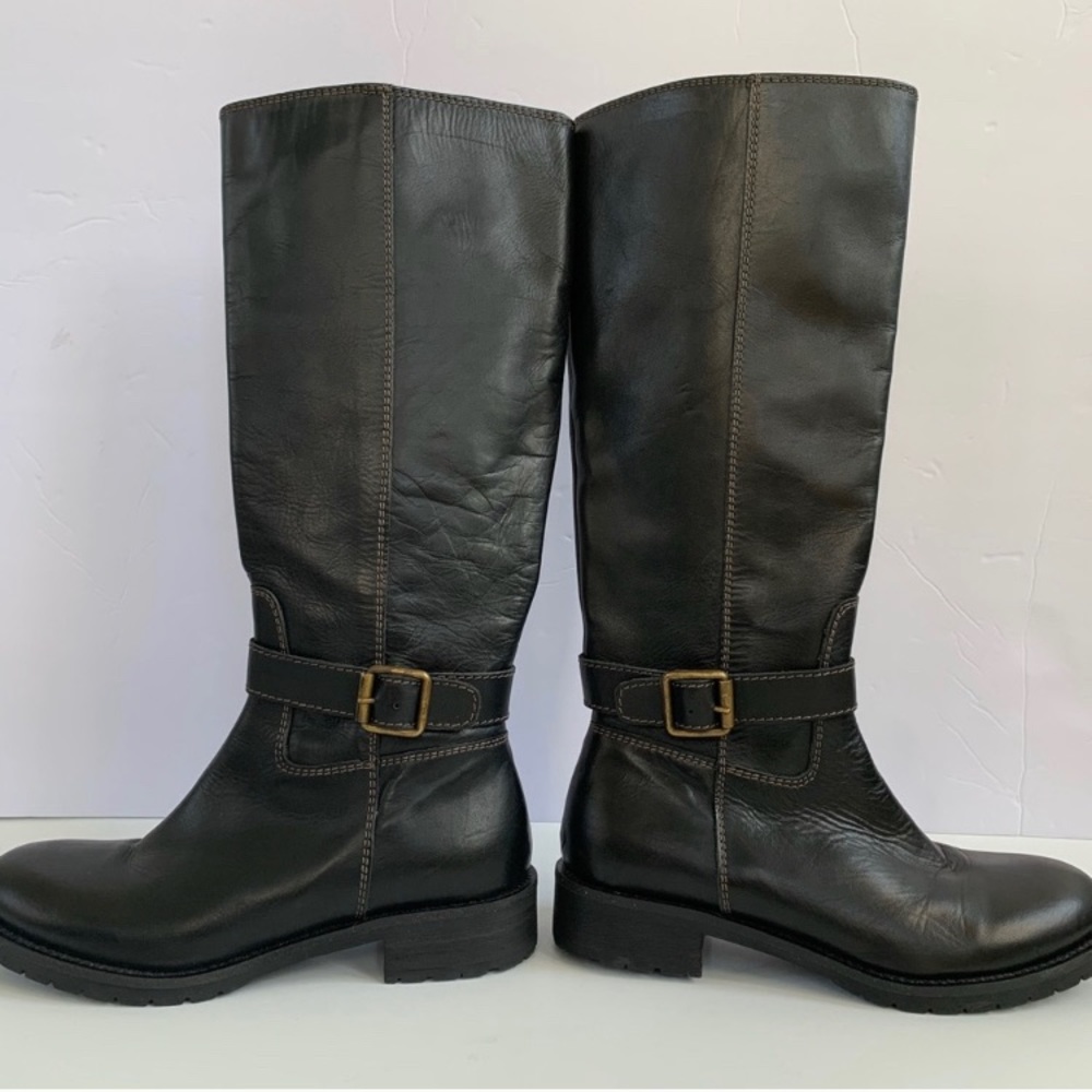 ~HP~ RARE J Crew Vintage Below Knee Dark Brown All Leather Riding Boots
